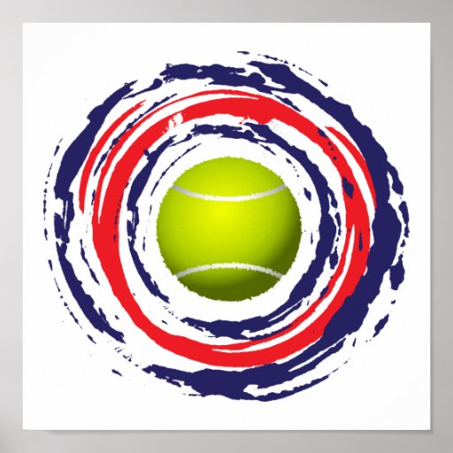 Bleu de tennis et blanc rouges poster