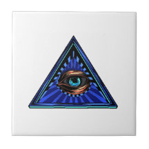 Bleu de triangle avec l'oeil d'oeil de Providence Carreau