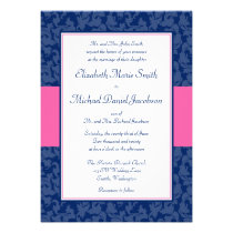 Bleu marine et faire-part de mariage rose de remou invitations