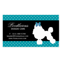 Bleu mignon de point de polka de caniche de carte 