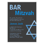 Bleu moderne et gris de Mitzvah Invitiation- de ba Invitations Personnalisées
