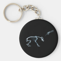 Bleu noir squelettique de mauvais rayon X de chien Porte-clefs