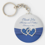 Bleu royal et coeurs jointifs par argent Keychain Porte-clef