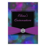 Bleu royal et pourpre Quinceanera Cartons D'invitation