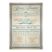 Bleu vintage et faire-part de mariage de Brown
