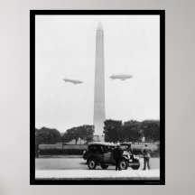 Blimps Near the Washington Monument 1924 Posters