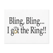Bling Bling I Got The Ring Wedding Engagement Post Cards
