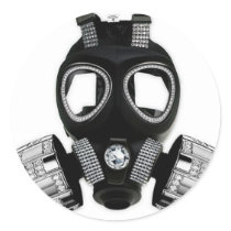 Bling Gas Mask Round Stickers