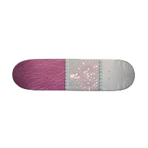 Bling Heart on Glitter white leather and pink Skate Board Decks