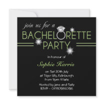 Bling Ring Green Bachelorette Party Custom Invitation