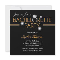 Bling Ring Orange Bachelorette Party Personalized Invitations
