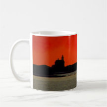 Block Island North Lighthouse at Sunset Painting Coffee Mugs