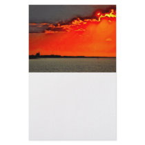 Block Island North Lighthouse at Sunset Painting Personalized Stationery