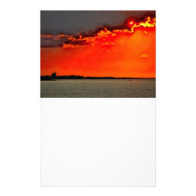 Block Island North Lighthouse at Sunset Painting Personalized Stationery