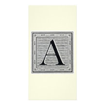 Block Letter "A" Woodcut Woodblock Initial Photo Card