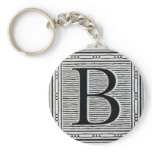 Block Letter "B" Woodcut Woodblock Inital Keychains