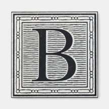 Block Letter "B" Woodcut Woodblock Inital Refrigerator Magnets