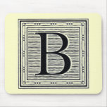 Block Letter "B" Woodcut Woodblock Inital Mousepad