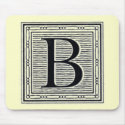 Block Letter "B" Woodcut Woodblock Inital mousepads