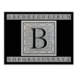 Block Letter "B" Woodcut Woodblock Inital Postcards