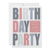 Block Letter Birthday Party Invitations