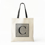 Block Letter "C" Woodcut Woodblock Inital Bag