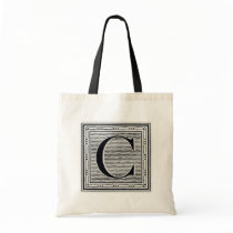 Block Letter "C" Woodcut Woodblock Inital Bag