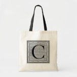 Block Letter "C" Woodcut Woodblock Inital Bag