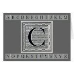 Block Letter "C" Woodcut Woodblock Inital Greeting Card
