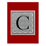 Block Letter "C" Woodcut Woodblock Inital Post Cards