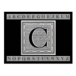 Block Letter "C" Woodcut Woodblock Inital Postcards