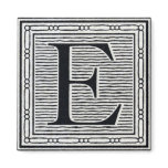 Block Letter "E" Woodcut Woodblock Inital Magnet