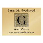 Block Letter "G" Woodcut Woodblock Inital Business Card Template
