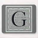 Block Letter "G" Woodcut Woodblock Inital mousepads