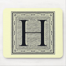 Block Letter "H" Woodcut Woodblock Inital
