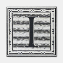 Block Letter "I" Woodcut Woodblock Inital Magnets