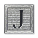 Block Letter "J" Woodcut Woodblock Inital Magnet