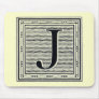 Block Letter "J" Woodcut Woodblock Inital Mouse Pad