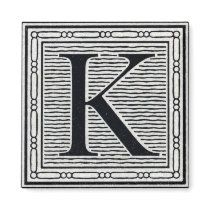 Block Letter "K" Woodcut Woodblock Inital