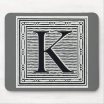 Block Letter "K" Woodcut Woodblock Inital