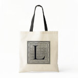 Block Letter "L" Woodcut Woodblock Inital Canvas Bags