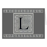 Block Letter "L" Woodcut Woodblock Inital Card