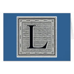 Block Letter "L" Woodcut Woodblock Inital Greeting Cards