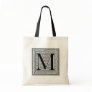 Block Letter "M" Woodcut Woodblock Inital Canvas Bag