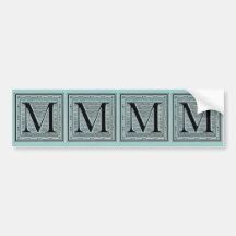 Block Letter "M" Woodcut Woodblock Inital Bumper Stickers