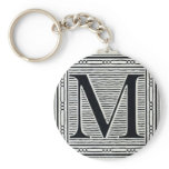 Block Letter "M" Woodcut Woodblock Inital Key Chains