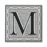 Block Letter "M" Woodcut Woodblock Inital Refrigerator Magnets