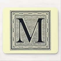 Block Letter "M" Woodcut Woodblock Inital