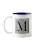 Block Letter "M" Woodcut Woodblock Inital Mug