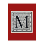 Block Letter "M" Woodcut Woodblock Inital